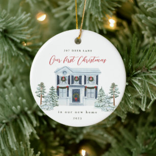 Erste Weihnachten in unserer neuen Zuhause-Adresse Keramik Ornament