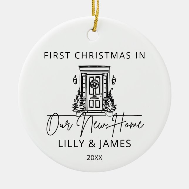 Erste Weihnachten in unserer neuen Zuhause-Eigner  Keramik Ornament (Vorne)