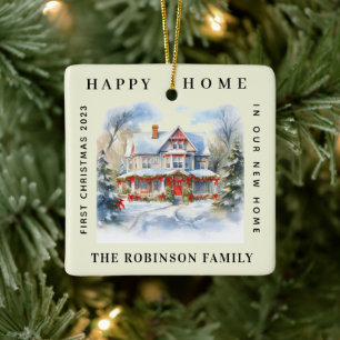Erste Weihnachten in unserer neuen Zuhause Funny B Keramikornament