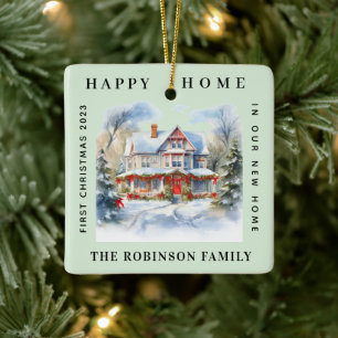 Erste Weihnachten in unserer neuen Zuhause Funny L Keramikornament
