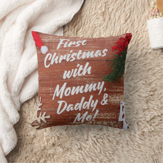 Erste Weihnachten mit Mommy Daddy & Me Family Kissen