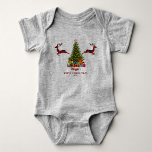 Erste Weihnachten mit Weihnachtsbaum und Kariertem Baby Strampler