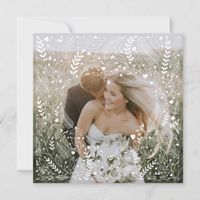 Erste Weihnachten Mr. & Mrs. Doodle Floral Heart (Vorderseite)