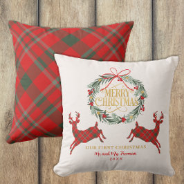 Erste Weihnachten Mr. & Mrs. Red Kariert Pillow Kissen