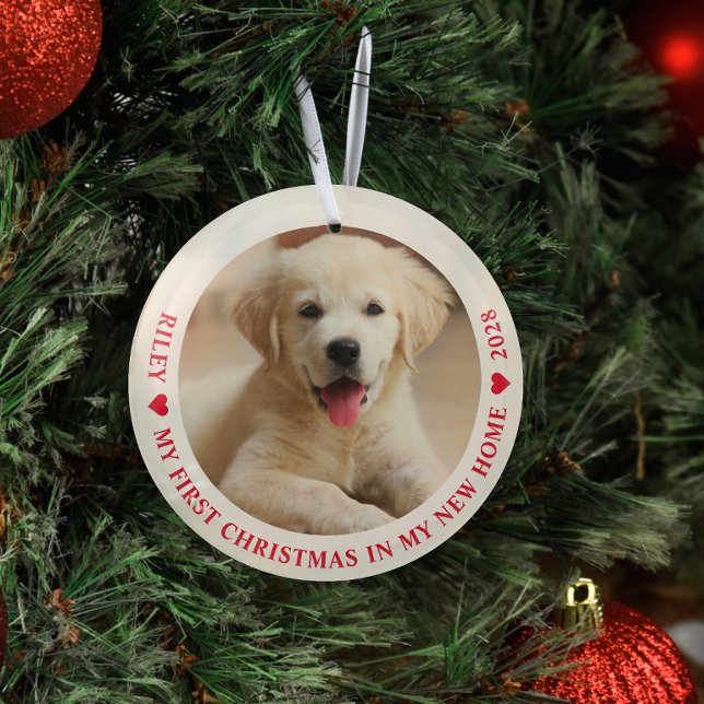 Erste Weihnachten Neues Zuhause Puppy Dog Foto Ornament Aus Glas (Von Creator hochgeladen)