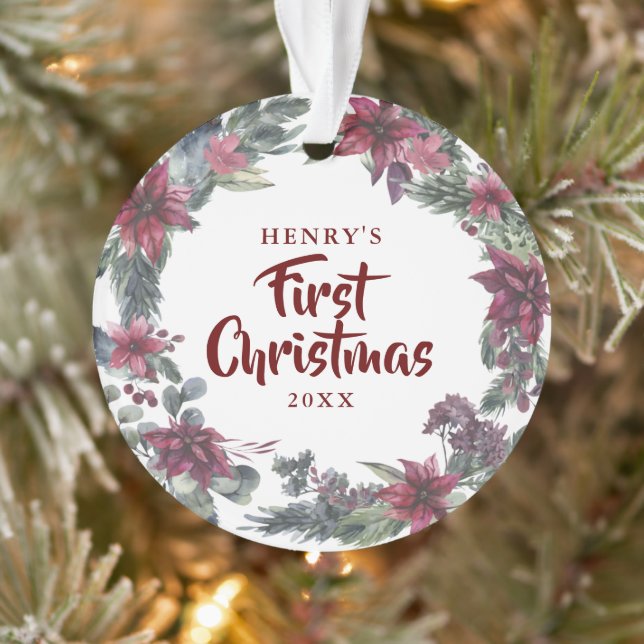 Erste Weihnachten New Pet Hund Katze Foto Blumenko Ornament (Baum)