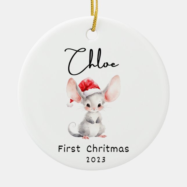 Erste Weihnachten, Personalisierter Name des Babys Keramik Ornament (Vorne)