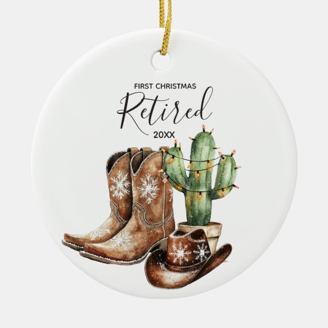 Erste Weihnachten Remüde Cactus Cowboy-Geschenk Keramik Ornament (Vorne)