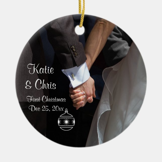 Erste Weihnachten Romantisch und elegant Keramik Ornament (Vorne)