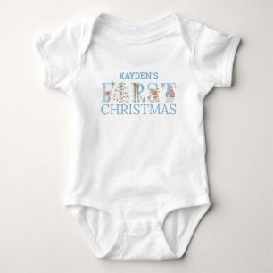 Erste Weihnachten Süße Tier Buchstaben Junge Baby Strampler