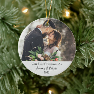 Erste Weihnachten Verheiratet als Foto Keramik Orn Ornament