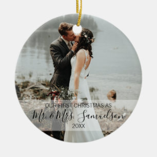 Erste Weihnachten Verheiratet als Herr & Mrs. 2 x Keramik Ornament