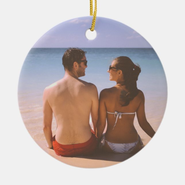 Erste Weihnachten Verheiratet als Herr & Mrs. FOTO Keramik Ornament (Vorne)
