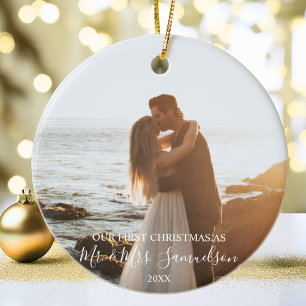 Erste Weihnachten Verheiratet als Herr & Mrs. FOTO Keramik Ornament