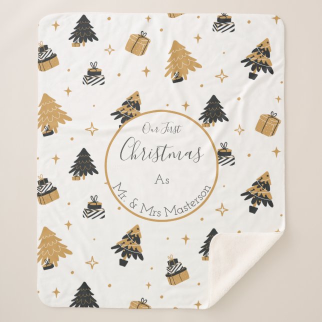 Erste Weihnachten Verheiratet Mr. und Mrs. Custom Sherpadecke (Vorderseite)