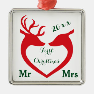 Erste Weihnachten Verheiratet Mr. und Mrs. Heart D Ornament Aus Metall