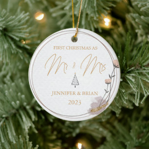 Erste Weihnachten Verheiratete Mr. and Mrs. Christ Keramik Ornament