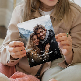 Erste Weihnachten Verlobt Happy Couple Foto Postkarte