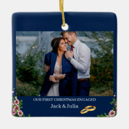 Erste Weihnachten Verlobt mit Verlobung Foto Keramikornament