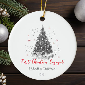 Erste Weihnachten Verlobte Custom Black und White Keramik Ornament