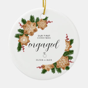 Erste Weihnachten Verlobten Personalisierten Coupl Keramik Ornament