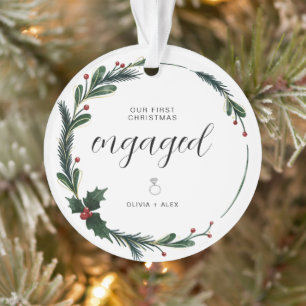 Erste Weihnachten Verlobten Personalisierten Coupl Ornament