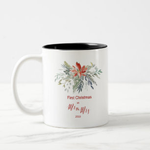 Erste Weihnachten zusammen als Mr & Mrs. Zweifarbige Tasse