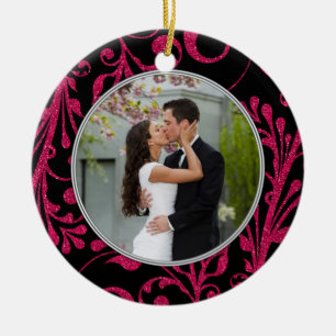 Erste Weihnachten zusammen Pink Black Foto Keramikornament