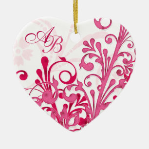 Erste Weihnachten zusammen Pink Floral Hochzeitshe Keramik Ornament