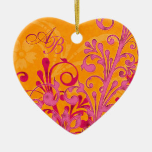 Erste Weihnachten zusammen Pink Orange Wedding Her Keramikornament