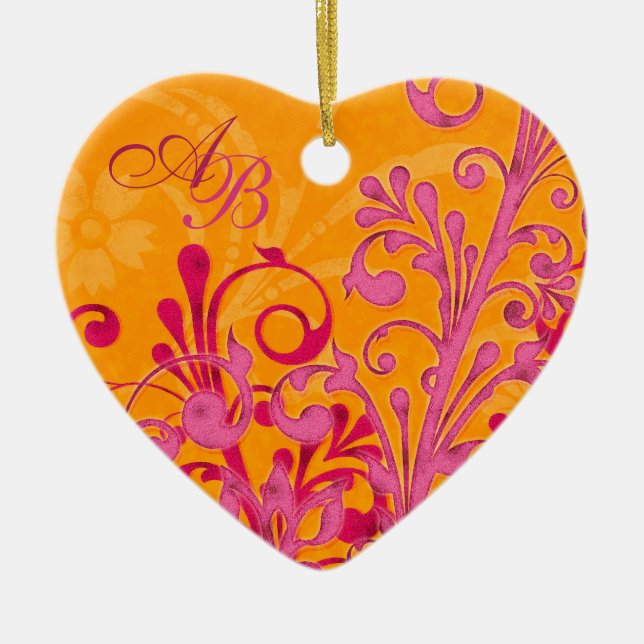 Erste Weihnachten zusammen Pink Orange Wedding Her Keramikornament (Vorne)