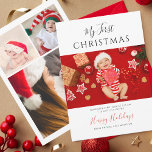 Erste Weihnachts-Baby-FotoCollage Feiertagskarte<br><div class="desc">Feiern Sie mit unserer personalisierten Baby's First Christmas Foto Collage Grußkarte die Freude Ihres kleinen Weihnachten! Erleben Sie die magischen Momente der Reise Ihres Babys durch ihr erstes Jahr in einer herzzerwärmenden Collage, die diese wertvollen Lächeln, bezaubernden Giggles und charmanten Meilensteine hervorhebt. Fügen Sie einfach eine kuratierte Auswahl Ihrer Lieblings-Fotos...</div>