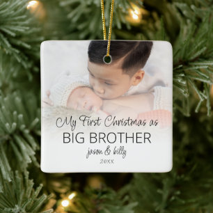 Erste Weihnachts Big Brother Foto Overlay-Namen Keramikornament