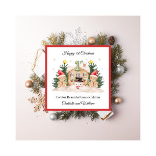 Erste Weihnachts-Gingerbread-Schneemann-Weihnachts Feiertagskarte