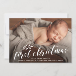 Erste Weihnachts-Handschrift Baby-Foto Feiertagskarte