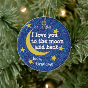 Erste Weihnachts-Oma-Liebe Du Mond und Zurück Keramik Ornament