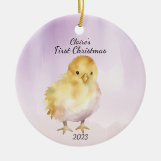 Erste Weihnachts Pink Baby Chill Personalisiert Keramik Ornament