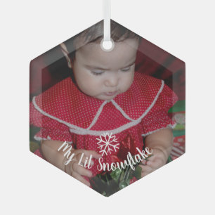 Erste Weihnachts-Schneeflocken Baby Foto-Skript Ornament Aus Glas