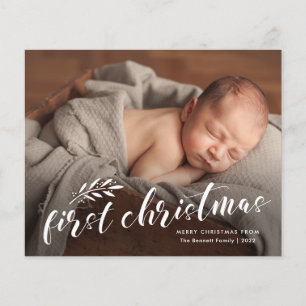 Erste Weihnachts-Schrift Baby-Foto-Urlaubskarte