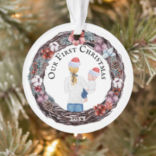 Erste Weihnachts-Single Mutter Weihnachtsmannmütz Ornament