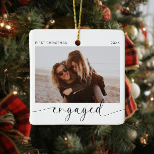 Erste Weihnachts-Verlobt-Keepake Keramikornament