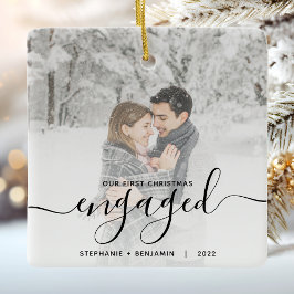 Erste Weihnachts Verlobte benutzerdefinierte Foto  Keramikornament