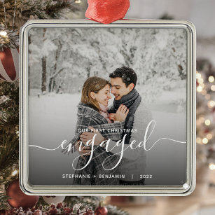 Erste Weihnachts Verlobte benutzerdefinierte Foto  Ornament Aus Metall