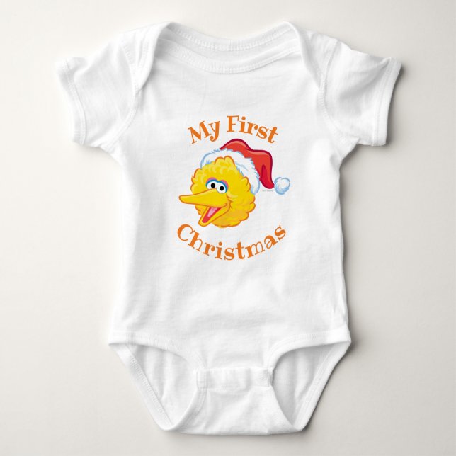 Erste Weihnachts-Weihnachtsmannmütze Big Bird Baby Strampler (Vorderseite)