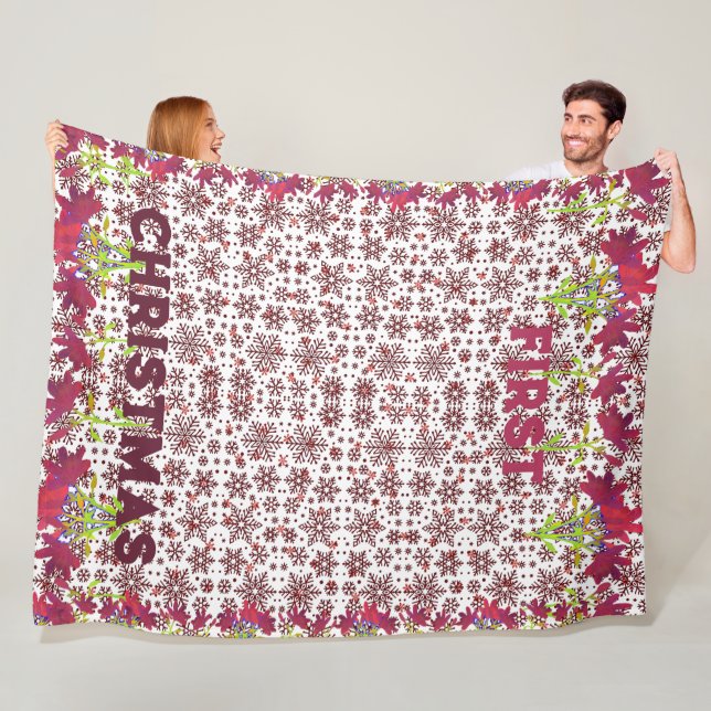 Erste Weihnachts Winter Schneeflocken Magenta Colo Fleecedecke (Beispiel)