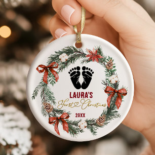 Erste Weihnachtsbabys Fußabdruck Andenken Keramik Ornament