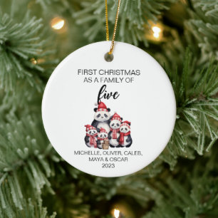 Erste Weihnachtsbärenfamilie von fünf Keramik Ornament