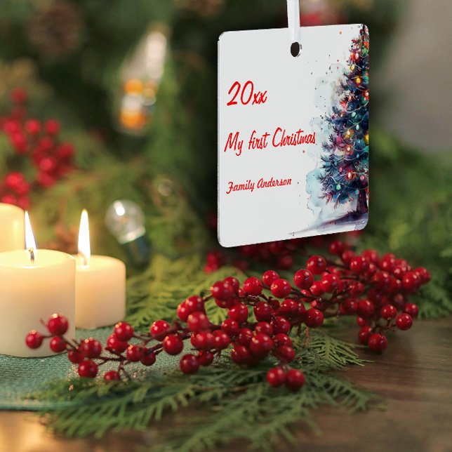 Erste Weihnachtsbaum Foto Metal Square Ornament (Von Creator hochgeladen)