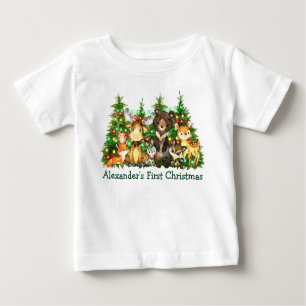 Erste Weihnachtsbeleuchtung Waldtiere Baby T-shirt