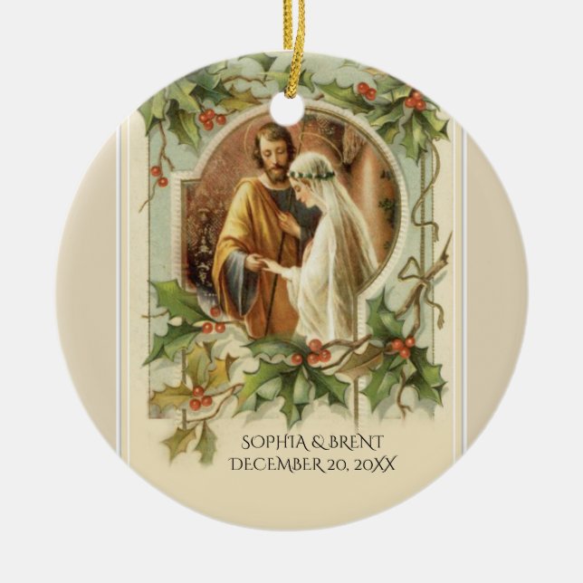 Erste Weihnachtsbräune Jungfrau Mary Katholic Keramik Ornament (Vorne)